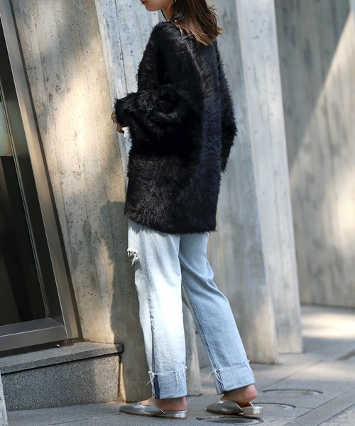 ENC（エンク）の「shaggy knit cardigan / シャギーニットカーディガン（カーディガン/ボレロ・レディース・ダークグリーン/ライトグレー/ブラック/アイボリー/チャコールグレー/ダークカーキ・FREE）」の16枚目の写真