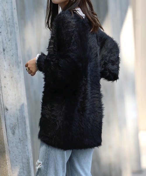 ENC（エンク）の「shaggy knit cardigan / シャギーニットカーディガン（カーディガン/ボレロ・レディース・ダークグリーン/ライトグレー/ブラック/アイボリー/チャコールグレー/ダークカーキ・FREE）」の17枚目の写真