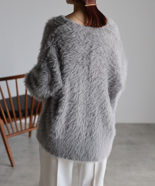 ENC（エンク）の「shaggy knit cardigan / シャギーニットカーディガン（カーディガン/ボレロ・レディース・ダークグリーン/ライトグレー/ブラック/アイボリー/チャコールグレー/ダークカーキ・FREE）」の21枚目の写真