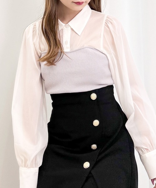 INGNI（イング）の「シャツドッキングニット／Ａ（ニット/セーター・レディース・ブラック/ピンク系5/グレー系その他・M）」の9枚目の写真