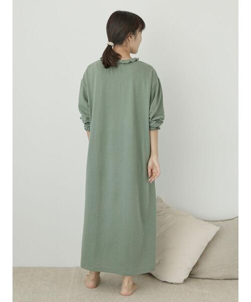 Et grenier by Samansa Mos2（エグルニエバイサマンサモスモス）の「【保湿】アルガンオイル襟フリルロングパジャマワンピース（ルームウェア/パジャマ・レディース・キャメル/キナリ/カーキ・F）」の11枚目の写真