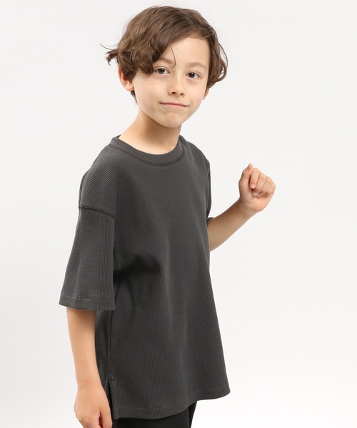 GLOBAL WORK Smile Seed Store（グローバルワーク スマイルシードストア）の「ワッフルＴシャツ半袖/キッズ/183146（Tシャツ/カットソー・キッズ・ベージュ/チャコール/ライトカーキ・120cm/100cm/130cm/110cm/140cm/150cm）」の8枚目の写真