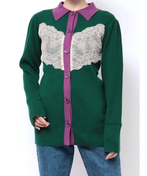 jouetie(ジュエティ)の「レースドッキングカーデ(カーディガン/ボレロ・レディース・グリーン/グレー/ブラック・MEDIUM)」の12枚目の写真