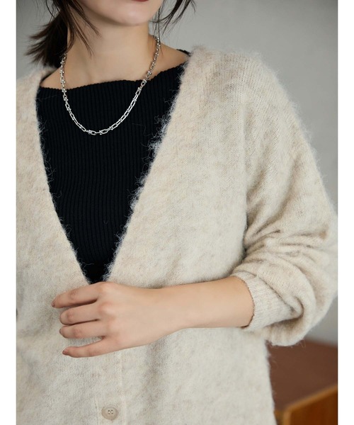 fifth(フィフス)の「ブークレニットカーディガン(カーディガン/ボレロ・レディース・ベージュ/ブラック・M)」の5枚目の写真