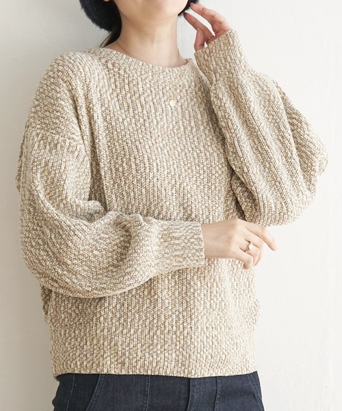 ikka（イッカ）の「太畦モールニット（ニット/セーター・レディース・ミント/ピンク/オフホワイト/ベージュ・L/M/S）」の2枚目の写真