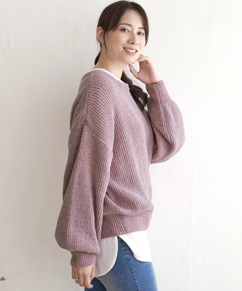 ikka（イッカ）の「太畦モールニット（ニット/セーター・レディース・ミント/ピンク/オフホワイト/ベージュ・L/M/S）」の13枚目の写真