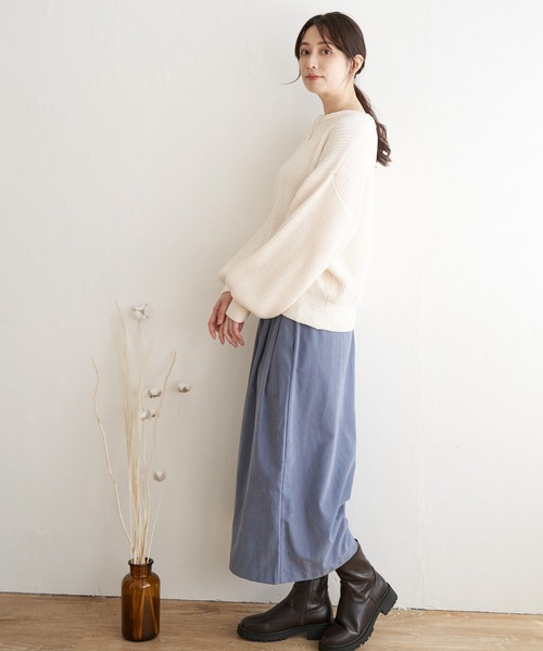 ikka（イッカ）の「太畦モールニット（ニット/セーター・レディース・ミント/ピンク/オフホワイト/ベージュ・L/M/S）」の6枚目の写真