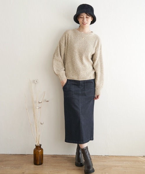 ikka（イッカ）の「太畦モールニット（ニット/セーター・レディース・ミント/ピンク/オフホワイト/ベージュ・L/M/S）」の7枚目の写真