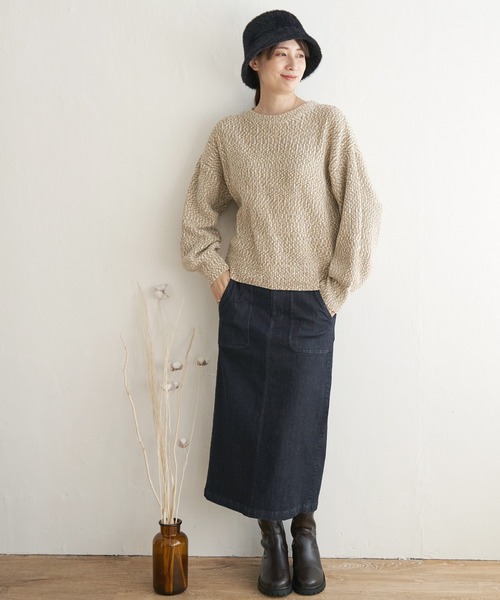 ikka（イッカ）の「太畦モールニット（ニット/セーター・レディース・ミント/ピンク/オフホワイト/ベージュ・L/M/S）」の8枚目の写真