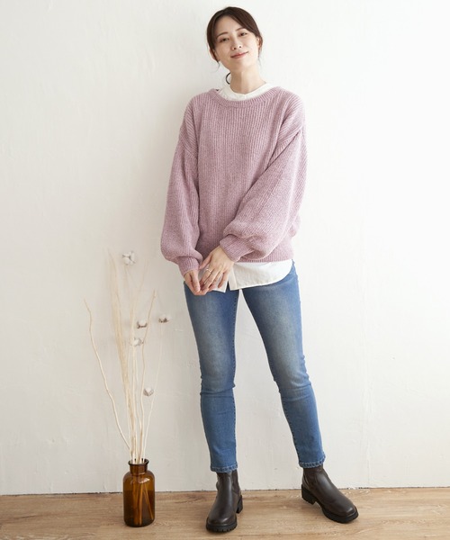ikka（イッカ）の「太畦モールニット（ニット/セーター・レディース・ミント/ピンク/オフホワイト/ベージュ・L/M/S）」の11枚目の写真