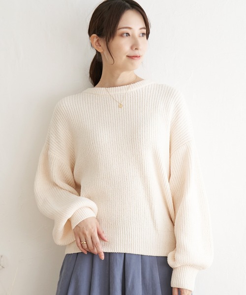 ikka（イッカ）の「太畦モールニット（ニット/セーター・レディース・ミント/ピンク/オフホワイト/ベージュ・L/M/S）」の21枚目の写真