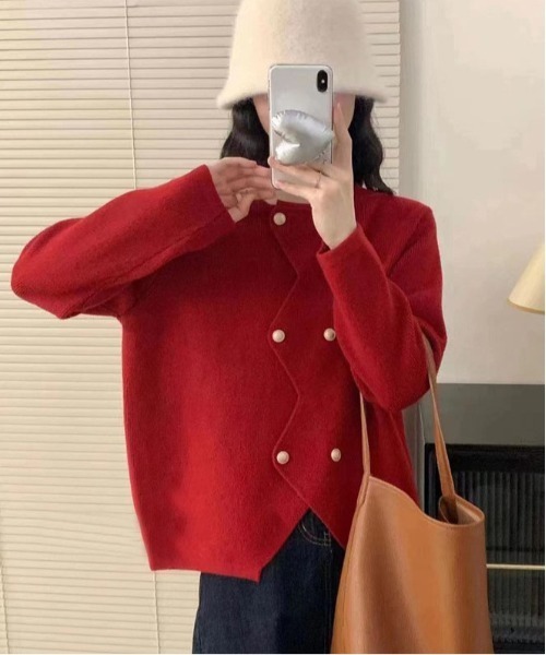 セール】メタルボタン ジャケット風 ニットカーディガン（カーディガン  