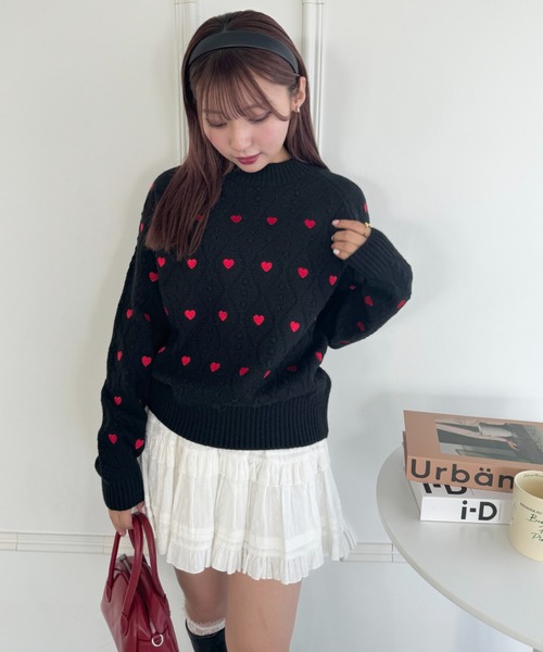 Loueme(ルエム)の「ハート刺繍ケーブルニットトップス(ニット Loueme(ルエム)の「ハート刺繍ケーブルニットトップス(ニット