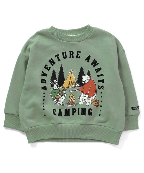 F.O.KIDS(エフオーキッズ)の「アウトドアイラストトレーナー(スウェット・キッズ・キナリ/チャコール/イエロー/カーキ・110/120/140/80/90/130/100)」の1枚目の写真