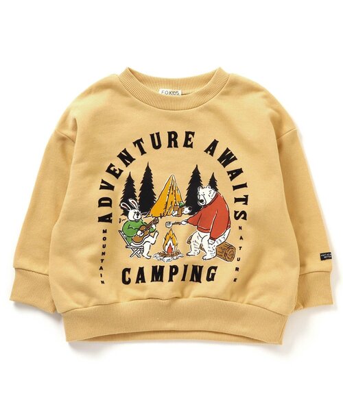 F.O.KIDS(エフオーキッズ)の「アウトドアイラストトレーナー(スウェット・キッズ・キナリ/チャコール/イエロー/カーキ・110/120/140/80/90/130/100)」の4枚目の写真