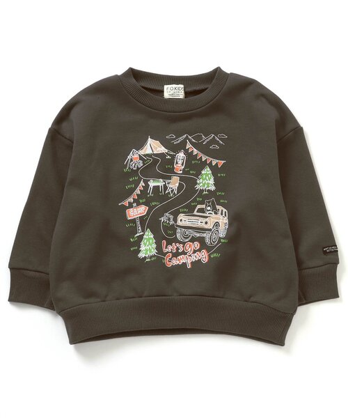 F.O.KIDS(エフオーキッズ)の「アウトドアイラストトレーナー(スウェット・キッズ・キナリ/チャコール/イエロー/カーキ・110/120/140/80/90/130/100)」の3枚目の写真