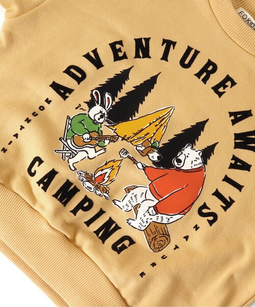 F.O.KIDS(エフオーキッズ)の「アウトドアイラストトレーナー(スウェット・キッズ・キナリ/チャコール/イエロー/カーキ・110/120/140/80/90/130/100)」の10枚目の写真