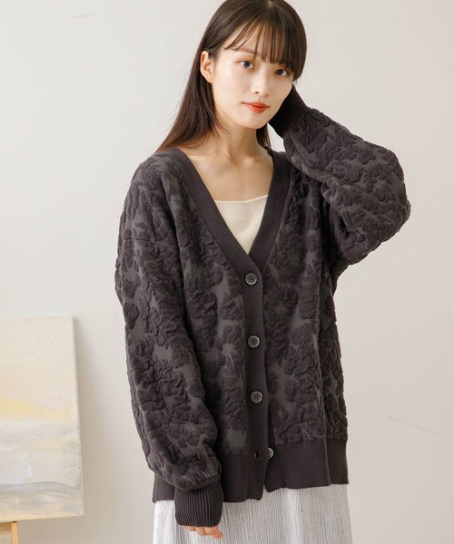 HEYUMM（ヘユム）の「フラワージャガードカーディガン（カーディガン/ボレロ・レディース・グレー系その他/ブラック系その他/ホワイト系その他・ONE）」の21枚目の写真