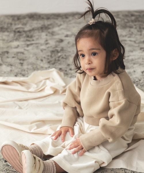 sea and shells by pairmanon（シーアンドシェルズバイペアマノン）の「【sea and shells by pairmanon】裏起毛 ショート丈スウェット（その他ベビーウェア・キッズ・ブラウン/アイボリー/ベージュ・90/100/110/80）」の3枚目の写真