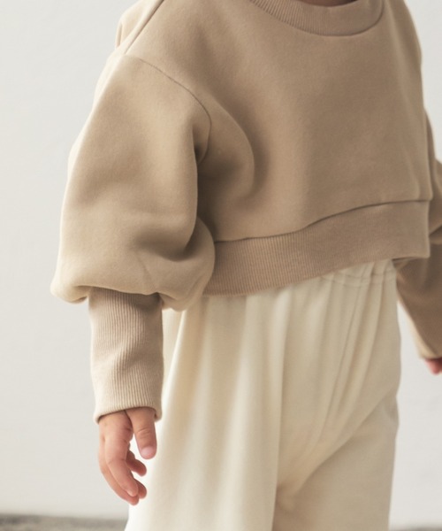 sea and shells by pairmanon（シーアンドシェルズバイペアマノン）の「【sea and shells by pairmanon】裏起毛 ショート丈スウェット（その他ベビーウェア・キッズ・ブラウン/アイボリー/ベージュ・90/100/110/80）」の4枚目の写真