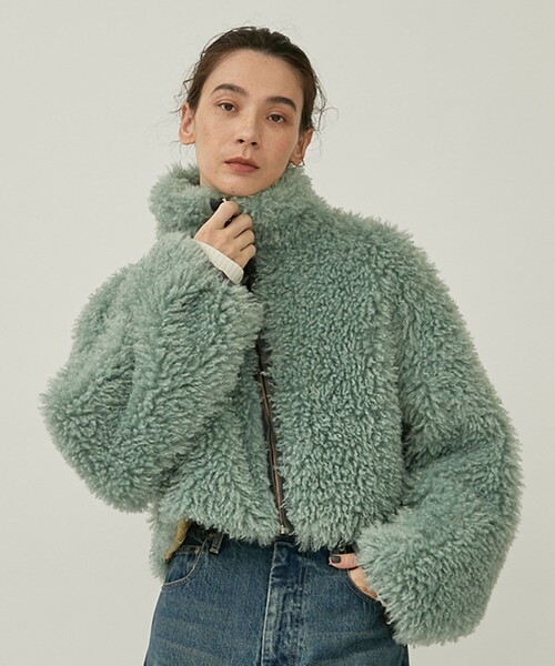 THINGS THAT MATTER ファーブルゾン　ミント THINGS THAT MATTER ファーブルゾン ミント CRIMPED FUR CROPPED