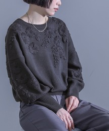 花柄手刺繍ニット