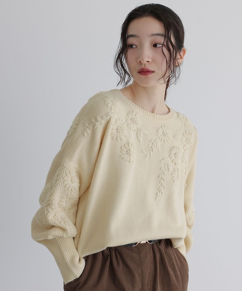 somari imagination（ソマリ イマジネーション）の「花柄手刺繍ニット（ニット/セーター・レディース・アイボリー/スミクロ・FREE）」の20枚目の写真