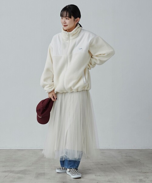 PENNEYS（ぺニーズ）の「PENNEYS（ぺニーズ）別注ルーズシルエットボアフリースジャケット（ブルゾン・メンズ・オフホワイト/ブラック・M/L/XL）」の10枚目の写真