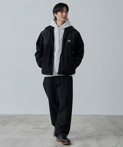 PENNEYS（ぺニーズ）の「PENNEYS（ぺニーズ）別注ルーズシルエットボアフリースジャケット（ブルゾン・メンズ・オフホワイト/ブラック・M/L/XL）」の12枚目の写真