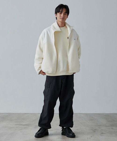 PENNEYS（ぺニーズ）の「PENNEYS（ぺニーズ）別注ルーズシルエットボアフリースジャケット（ブルゾン・メンズ・オフホワイト/ブラック・M/L/XL）」の17枚目の写真