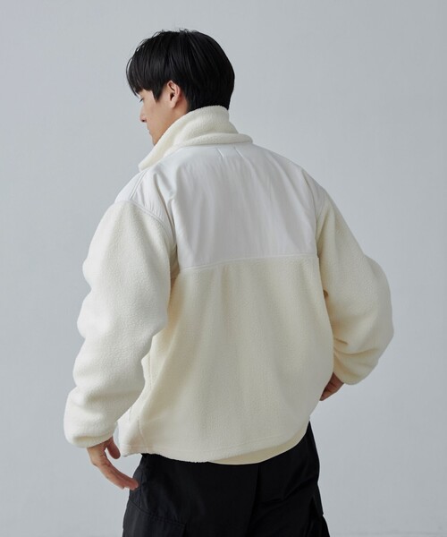 PENNEYS（ぺニーズ）の「PENNEYS（ぺニーズ）別注ルーズシルエットボアフリースジャケット（ブルゾン・メンズ・オフホワイト/ブラック・M/L/XL）」の20枚目の写真