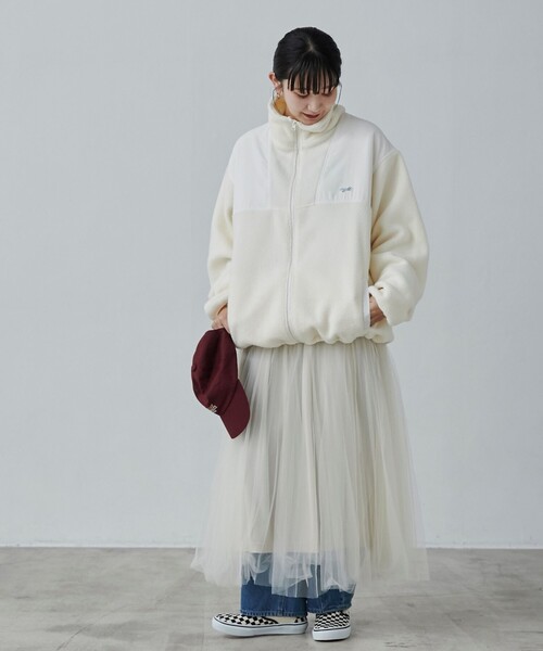PENNEYS（ぺニーズ）の「PENNEYS（ぺニーズ）別注ルーズシルエットボアフリースジャケット（ブルゾン・メンズ・オフホワイト/ブラック・M/L/XL）」の21枚目の写真