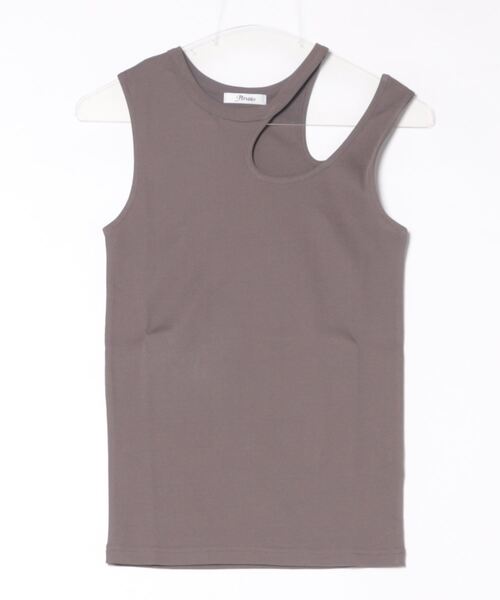 Jines(ジネス)の「クールタッチカットアウトデザインタンクトップ(タンクトップ・レディース・ブラック/オフホワイト/ブラウン/ライトグレー/モカ・38)」の8枚目の写真