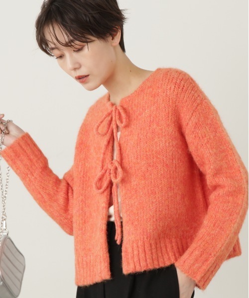 N.（N. Natural Beauty Basic）（エヌエヌナチュラルビューティーベーシック）の「◆フェザーフロントリボンカーディガン（カーディガン/ボレロ・レディース・オレンジ/グレー/ベージュ/クリーム・MEDIUM）」の4枚目の写真