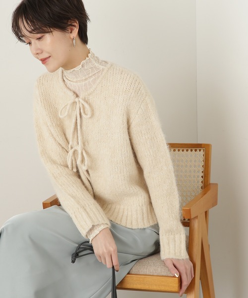 N.（N. Natural Beauty Basic）（エヌエヌナチュラルビューティーベーシック）の「◆フェザーフロントリボンカーディガン（カーディガン/ボレロ・レディース・オレンジ/グレー/ベージュ/クリーム・MEDIUM）」の3枚目の写真