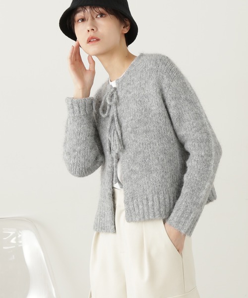 N.（N. Natural Beauty Basic）（エヌエヌナチュラルビューティーベーシック）の「◆フェザーフロントリボンカーディガン（カーディガン/ボレロ・レディース・オレンジ/グレー/ベージュ/クリーム・MEDIUM）」の5枚目の写真