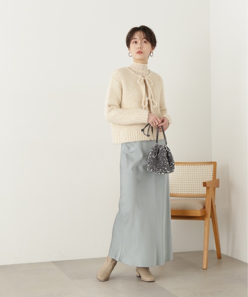 N.（N. Natural Beauty Basic）（エヌエヌナチュラルビューティーベーシック）の「◆フェザーフロントリボンカーディガン（カーディガン/ボレロ・レディース・オレンジ/グレー/ベージュ/クリーム・MEDIUM）」の18枚目の写真