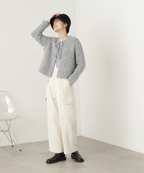 N.（N. Natural Beauty Basic）（エヌエヌナチュラルビューティーベーシック）の「◆フェザーフロントリボンカーディガン（カーディガン/ボレロ・レディース・オレンジ/グレー/ベージュ/クリーム・MEDIUM）」の6枚目の写真