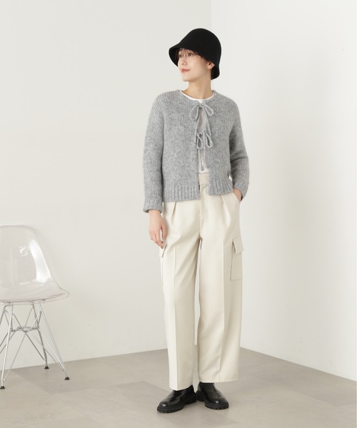 N.（N. Natural Beauty Basic）（エヌエヌナチュラルビューティーベーシック）の「◆フェザーフロントリボンカーディガン（カーディガン/ボレロ・レディース・オレンジ/グレー/ベージュ/クリーム・MEDIUM）」の7枚目の写真