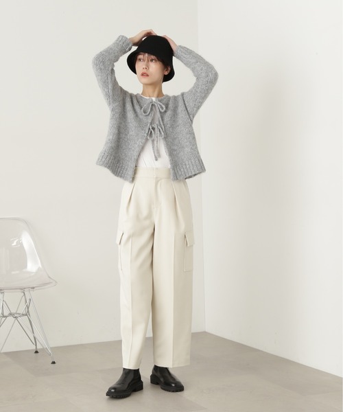 N.（N. Natural Beauty Basic）（エヌエヌナチュラルビューティーベーシック）の「◆フェザーフロントリボンカーディガン（カーディガン/ボレロ・レディース・オレンジ/グレー/ベージュ/クリーム・MEDIUM）」の9枚目の写真