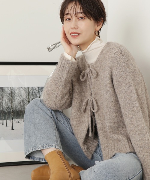 N.（N. Natural Beauty Basic）（エヌエヌナチュラルビューティーベーシック）の「◆フェザーフロントリボンカーディガン（カーディガン/ボレロ・レディース・オレンジ/グレー/ベージュ/クリーム・MEDIUM）」の11枚目の写真