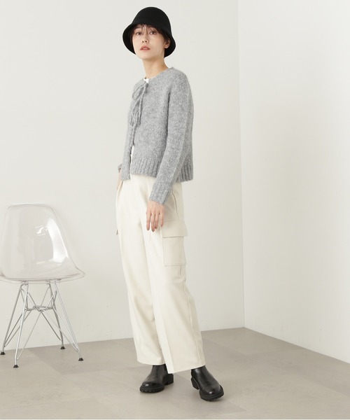 N.（N. Natural Beauty Basic）（エヌエヌナチュラルビューティーベーシック）の「◆フェザーフロントリボンカーディガン（カーディガン/ボレロ・レディース・オレンジ/グレー/ベージュ/クリーム・MEDIUM）」の8枚目の写真