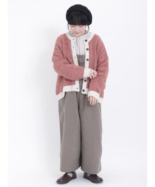 Samansa Mos2(サマンサ モスモス)の「バイカラークルーネックカーディガン(カーディガン/ボレロ・レディース・ベージュ/キナリ/イエロー/ピンク/チャコールグレー・F)」の12枚目の写真