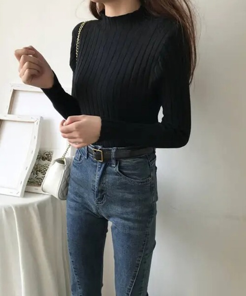 tone(トーン)の「urbanfemine./ハーフハイネックニット U7172(ニット/セーター・レディース・ブラック/グレー/ベージュ/ホワイト・FREE)」の6枚目の写真