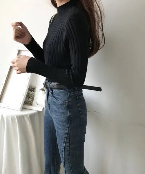 tone(トーン)の「urbanfemine./ハーフハイネックニット U7172(ニット/セーター・レディース・ブラック/グレー/ベージュ/ホワイト・FREE)」の7枚目の写真