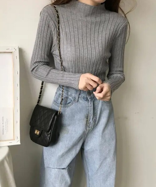 tone(トーン)の「urbanfemine./ハーフハイネックニット U7172(ニット/セーター・レディース・ブラック/グレー/ベージュ/ホワイト・FREE)」の10枚目の写真