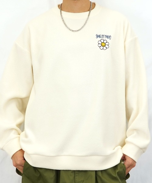 SMILEY FACE(スマイリーフェイス)の「【GROOVY STORE】SMILEY FACE オーバーサイズ フリーストレーナー(スウェット・メンズ・ブラック/アイボリー/ダークブルー/グレイッシュベージュ・M/L/LL)」の1枚目の写真