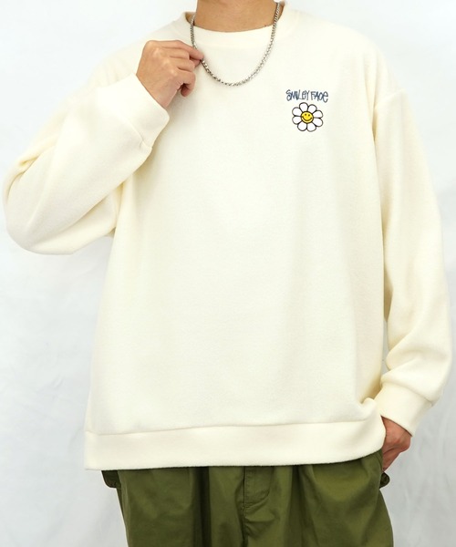 SMILEY FACE(スマイリーフェイス)の「【GROOVY STORE】SMILEY FACE オーバーサイズ フリーストレーナー(スウェット・メンズ・ブラック/アイボリー/ダークブルー/グレイッシュベージュ・M/L/LL)」の6枚目の写真