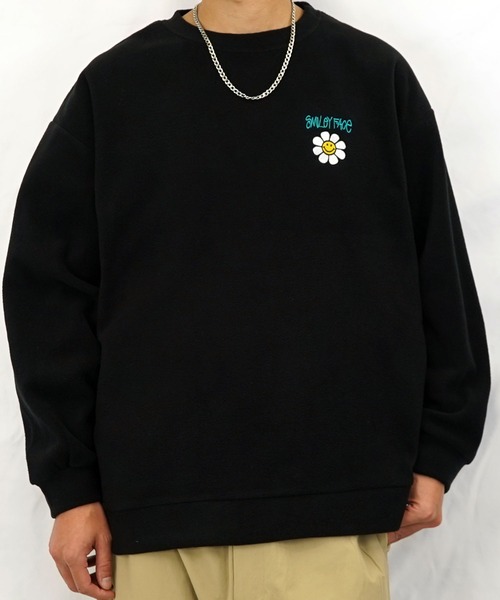 SMILEY FACE(スマイリーフェイス)の「【GROOVY STORE】SMILEY FACE オーバーサイズ フリーストレーナー(スウェット・メンズ・ブラック/アイボリー/ダークブルー/グレイッシュベージュ・M/L/LL)」の10枚目の写真
