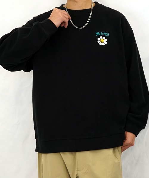 SMILEY FACE(スマイリーフェイス)の「【GROOVY STORE】SMILEY FACE オーバーサイズ フリーストレーナー(スウェット・メンズ・ブラック/アイボリー/ダークブルー/グレイッシュベージュ・M/L/LL)」の12枚目の写真